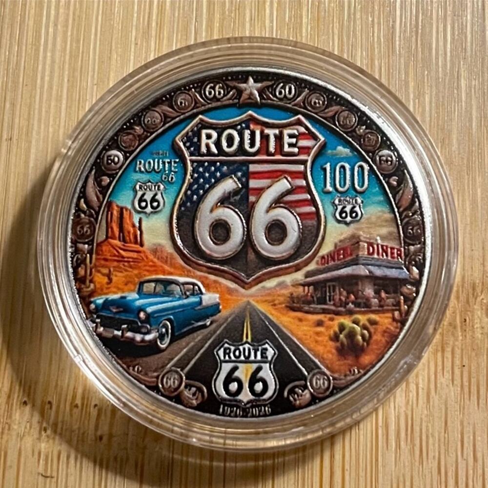 Route 66 Vintage Car & Diner Anniversary Collectors Coin With Protective Case